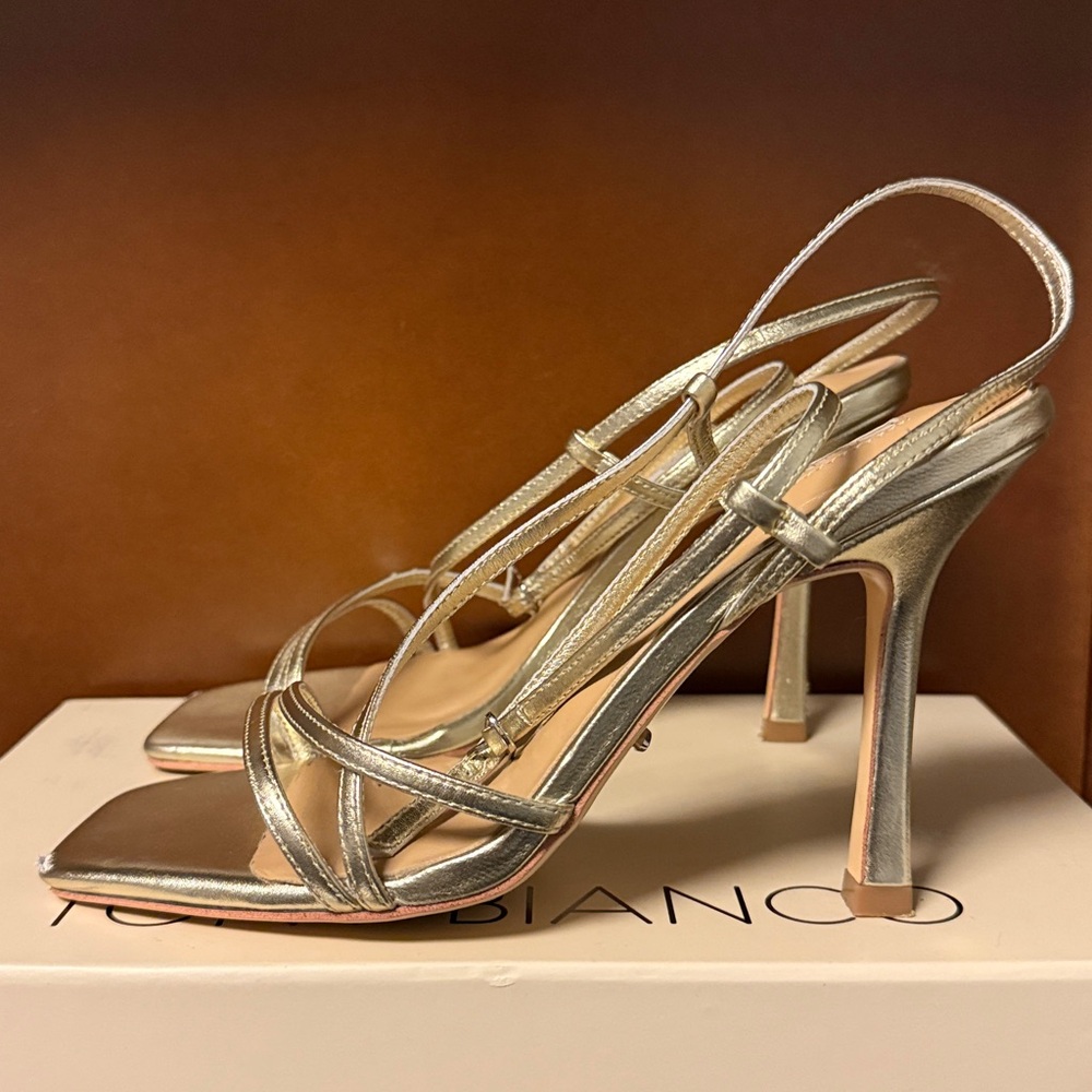 Tony Bianco Franci Sandal in Gold Nappa Metallic Strappy Heels Heeled 7.5 37.5 - Picture 12 of 14